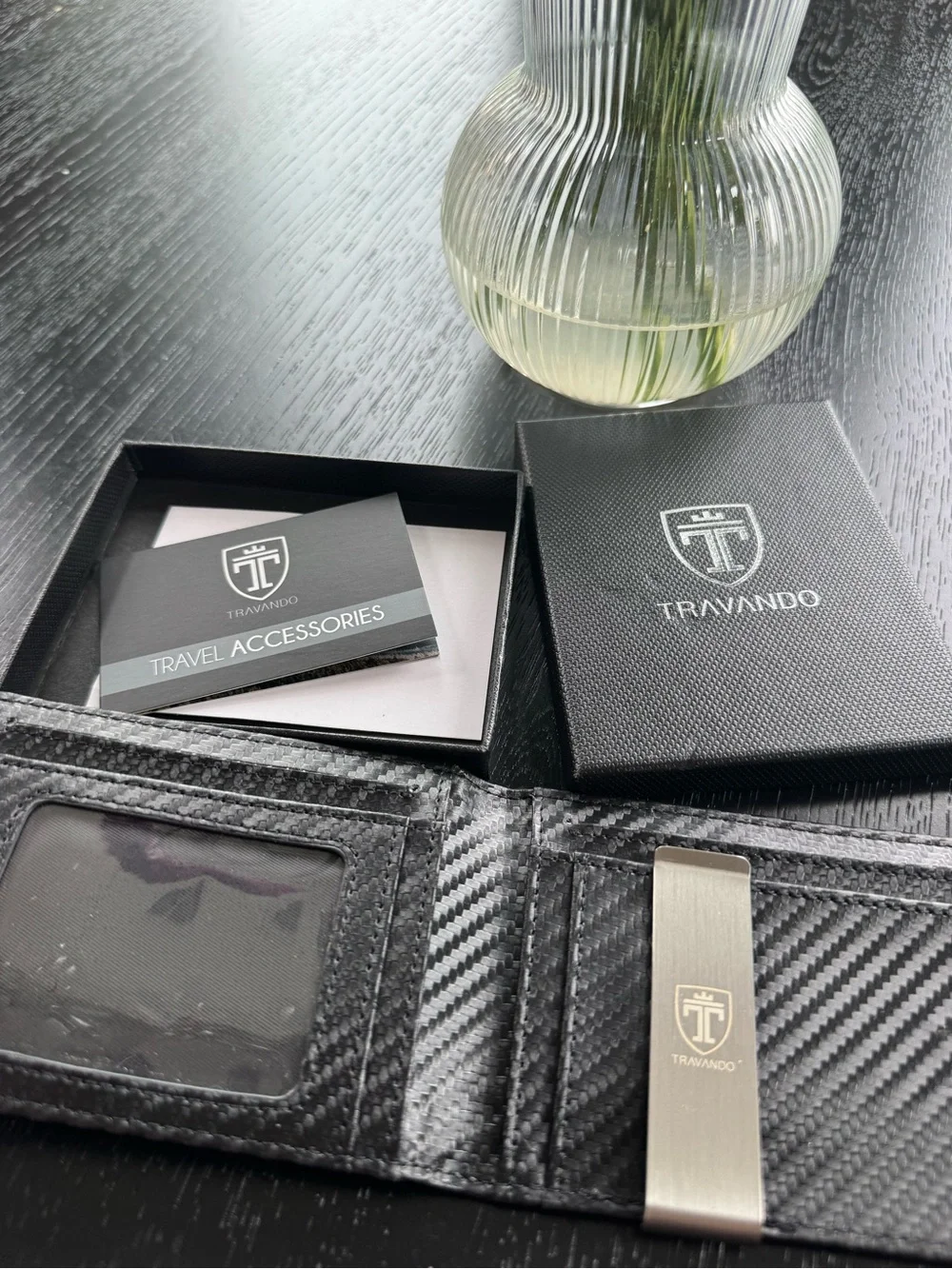 Travando Slim Carbon Fiber Black Card Wallet